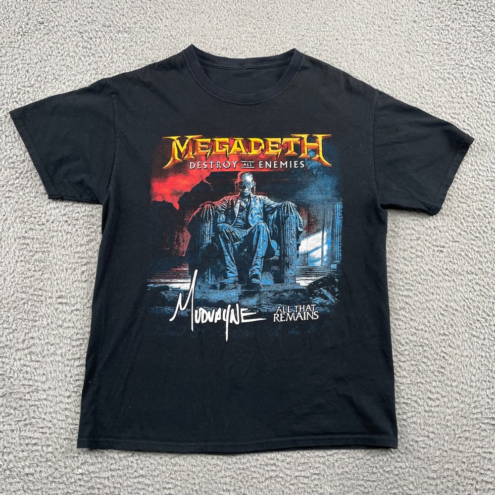 Megadeth T-Shirt Mens S Black Destroy All Enemies Mudvayne Tour Graphic Tee